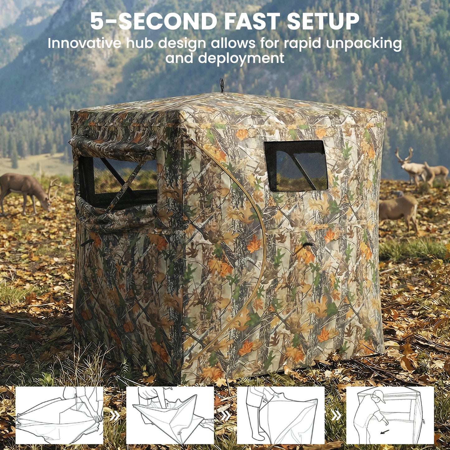 2-Person Camouflage Pop-Up Hunting Blind with 270-Degree View