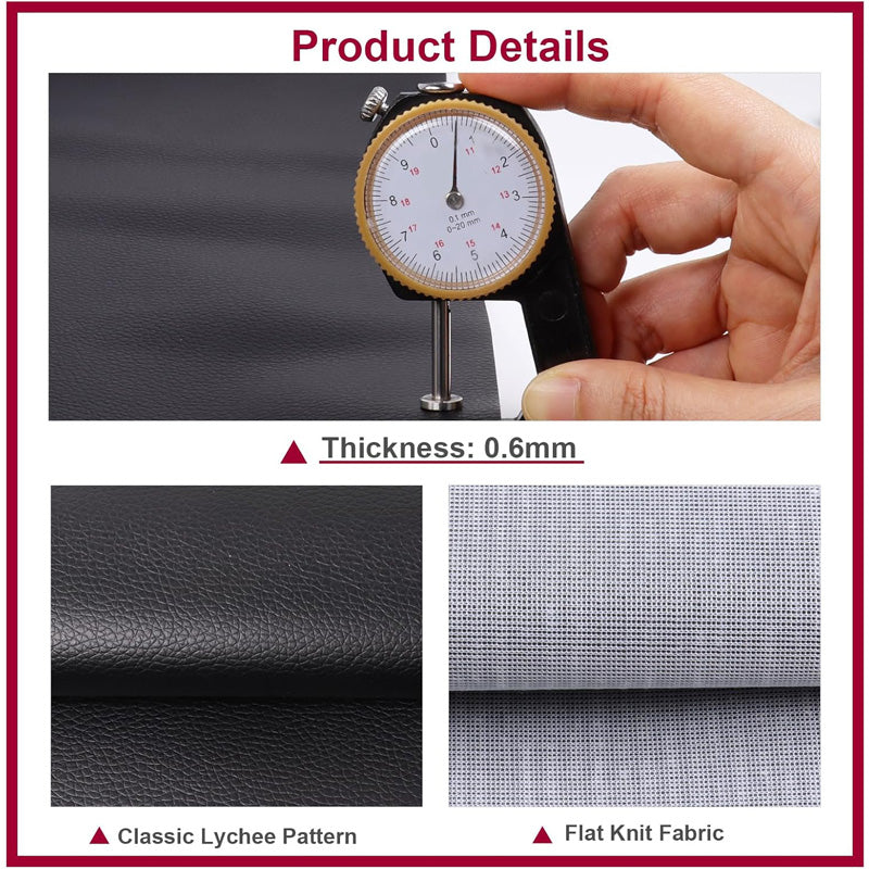 Vinyl Marine Upholstery Fabric Waterproof Faux Leather Sheets - Thick UV-Resistant for Car, Boat, Sofa, Furniture Replacement