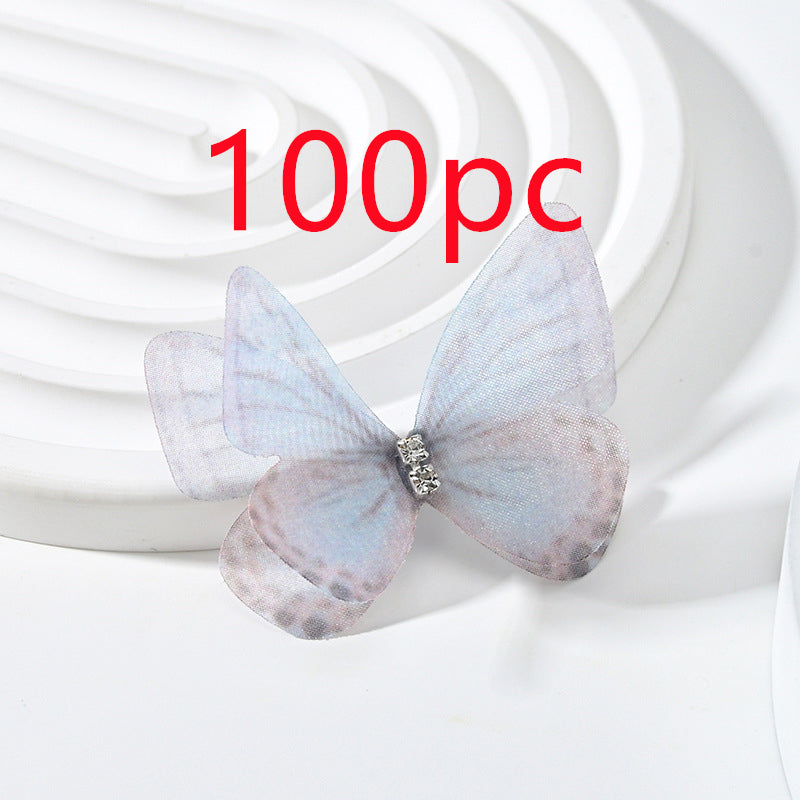 Double Layer Mesh Butterfly Jewelry Headdress with Floral Print - DIY Handmade