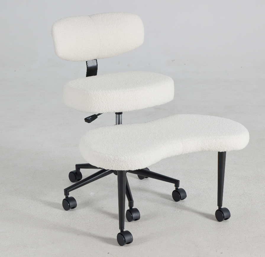 Ergonomic Cross-Legged Meditation Chair - Teddy Fleece White