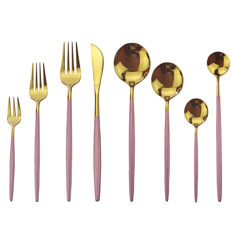 Stainless Steel Cutlery Set - Steak Knife, Fork & Spoon - Multiple Finishes