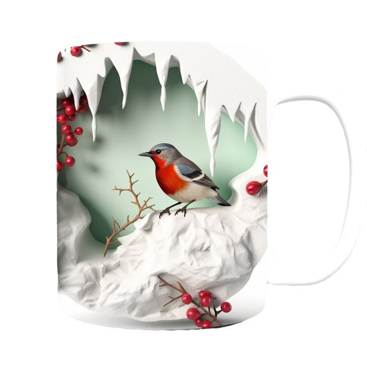 Ceramic Coffee Mug with Bird Design - 301-400ml, Modern Home Drinkware
