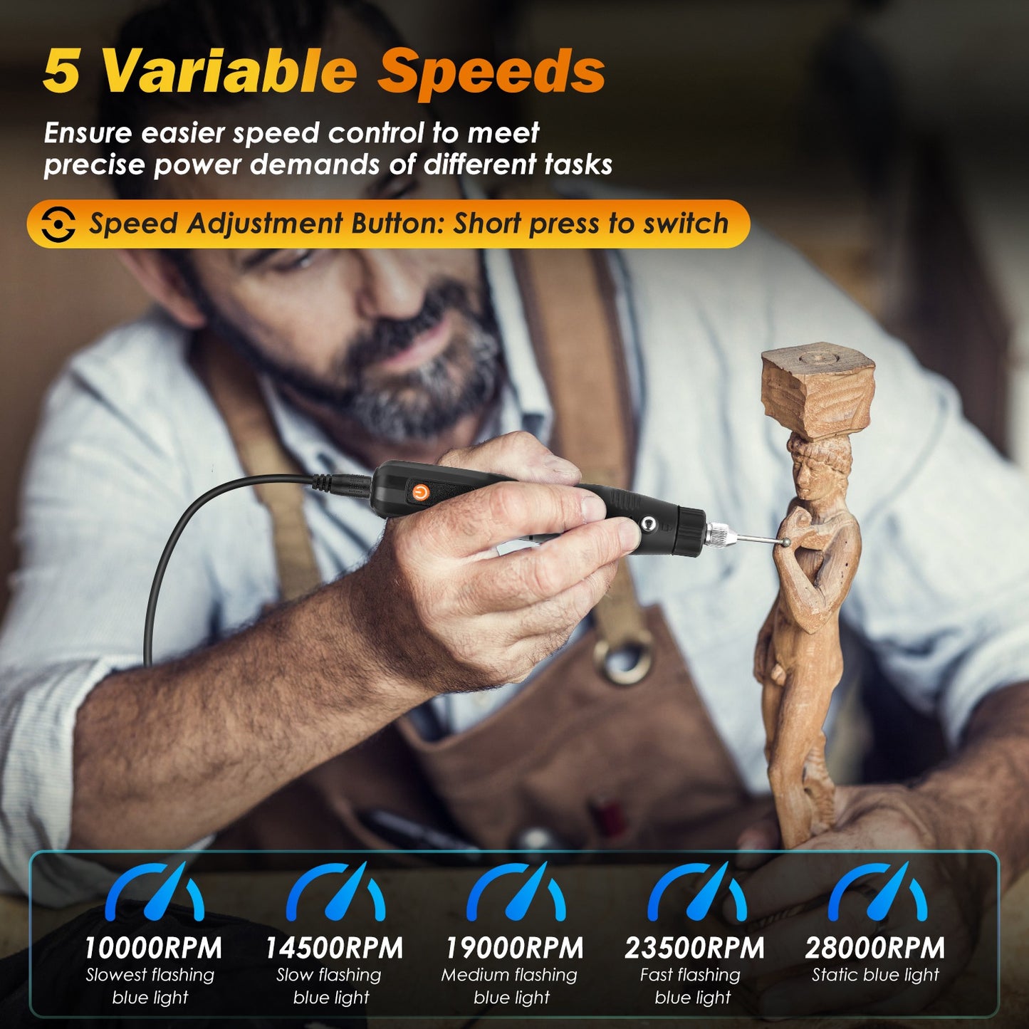 Corded Rotary Power Tool Kit with 186 Accessories for Drilling, Engraving & Polishing - Black