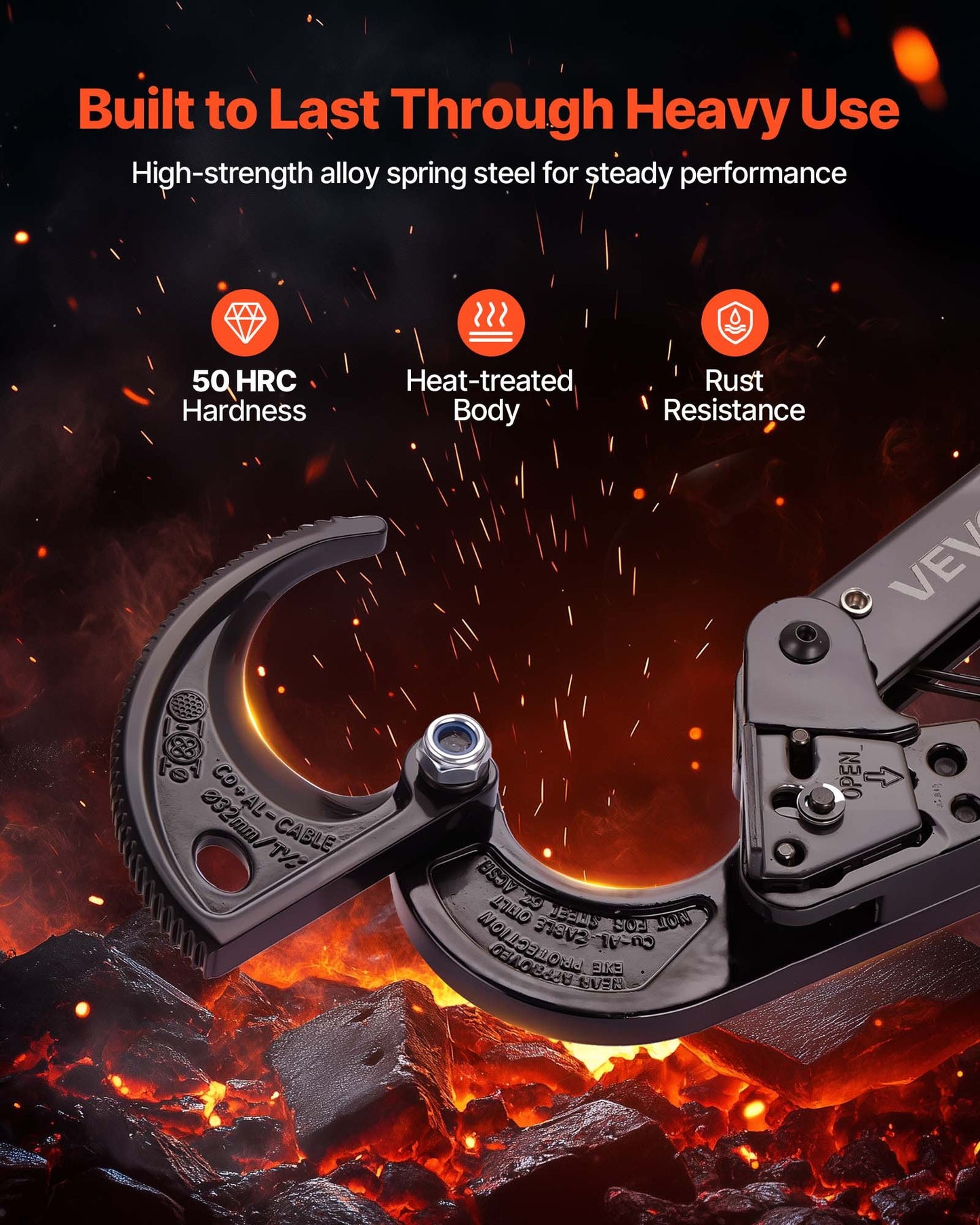 Heavy Duty Ratchet Cable Cutter for Copper & Aluminum Wires up to 240mm²