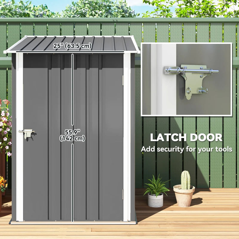 Galvanized Steel Garden Storage Shed with Lockable Door - Gray, 39x40 Inches