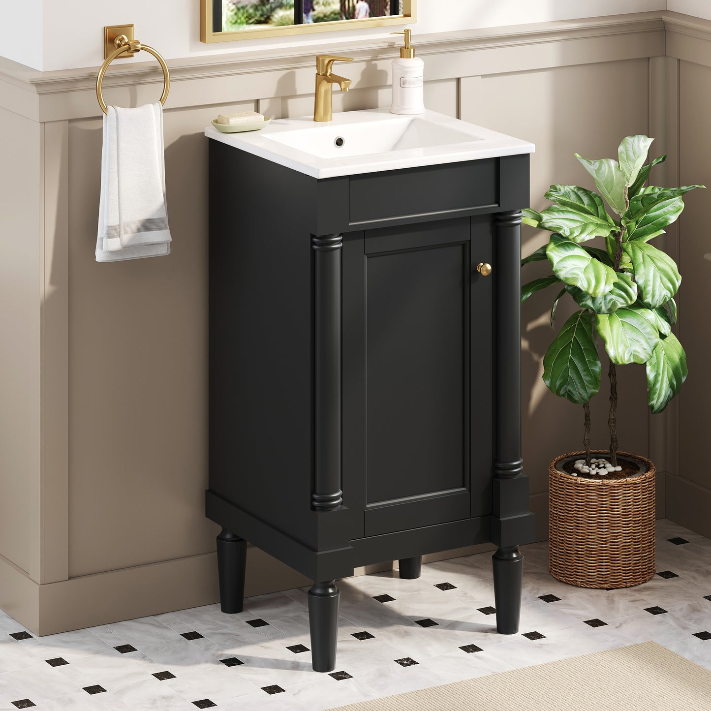 18 French Style Bathroom Cabinet With Storage, Small Space Solution