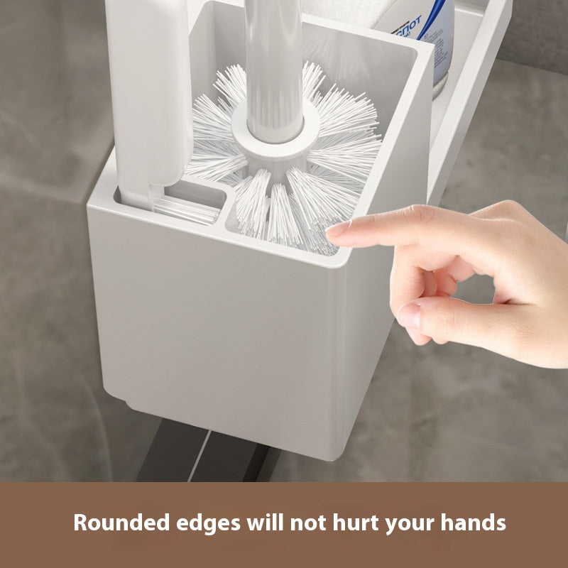 Wall-Mounted Toilet Brush Set with Long Handle and 2 Brushes - No Dead Angle Cleaning