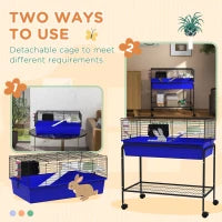 Small Animal Cage with Removable Stand and Wheels, Blue