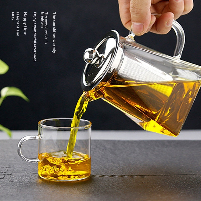 Glass Teapot Set with Strainer - High-Temperature Heat-Resistant Kitchenware