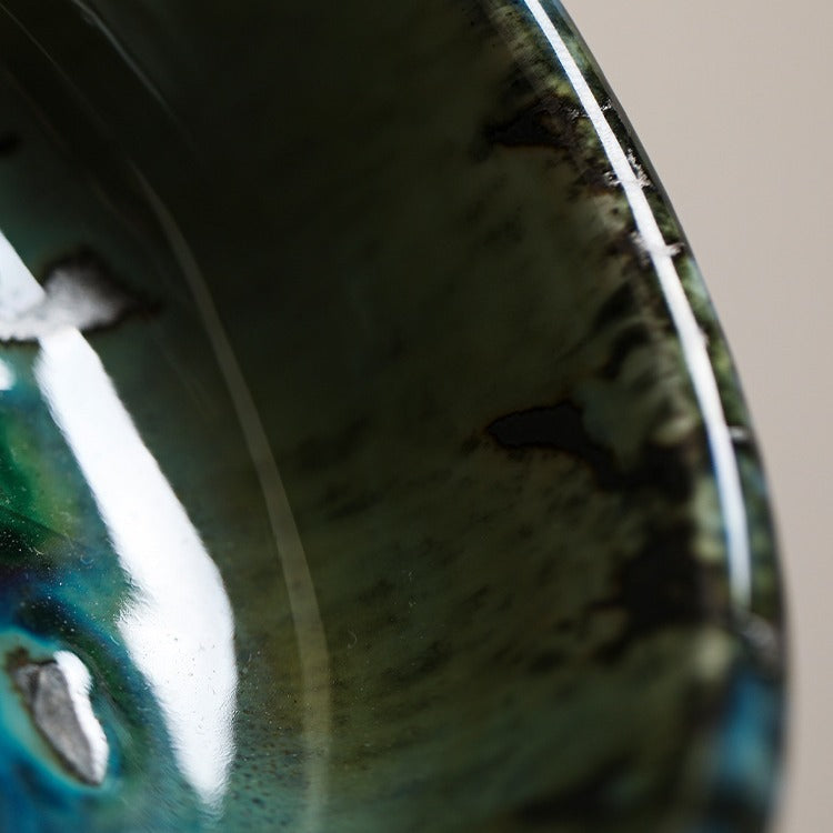 Ceramic Breakfast Dessert Bowl - Porcelain Rice Bowl with Colored Glaze, 4.5 Inch
