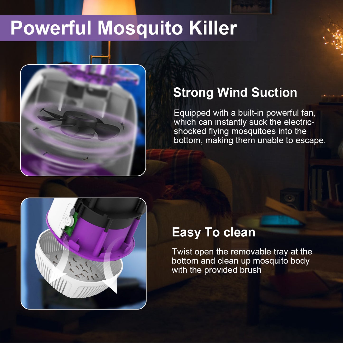 Electric Mosquito Zapper with 3 Modes - Indoor & Outdoor Use