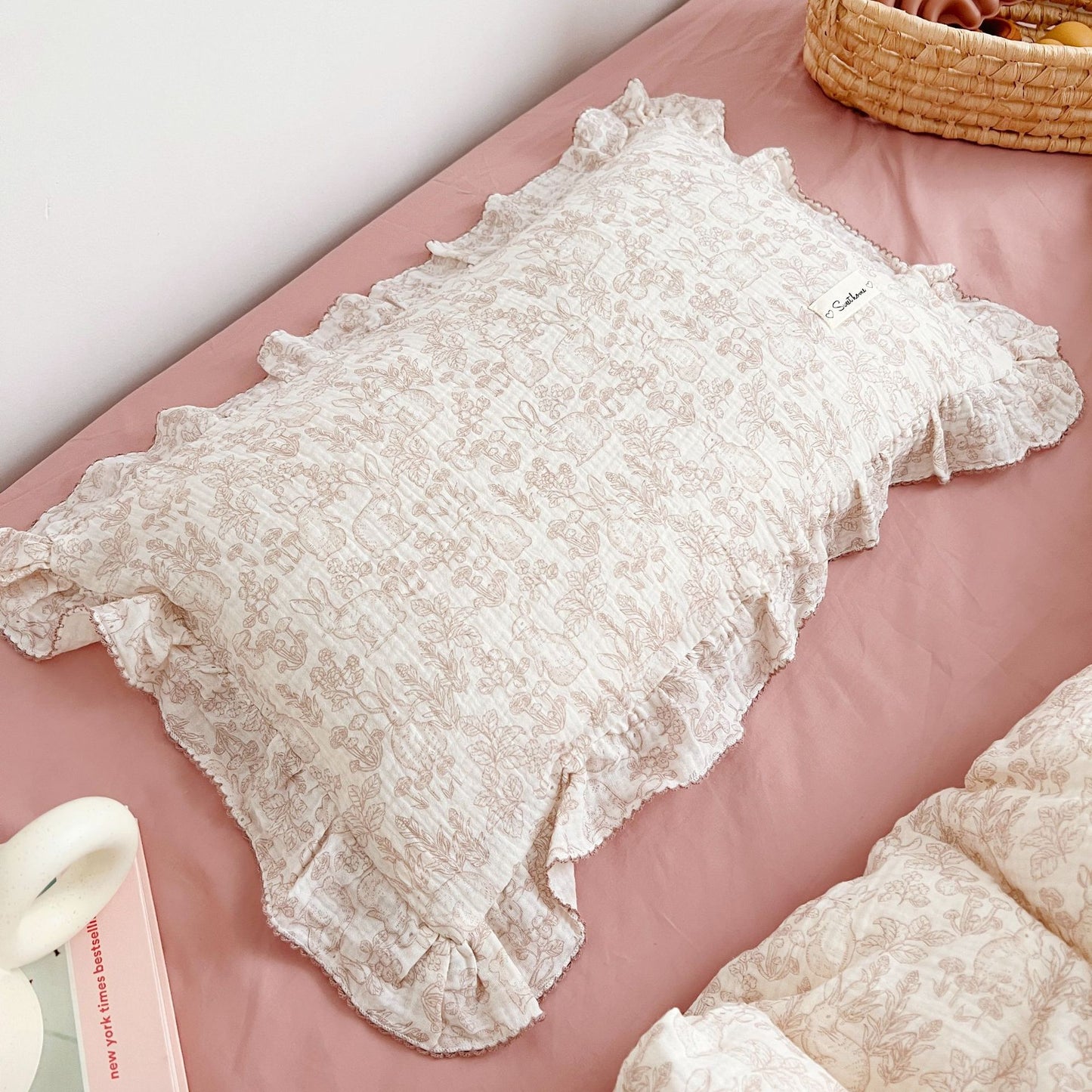 Korean Floral Cotton Gauze Pillowcase - Soft Home Bedding