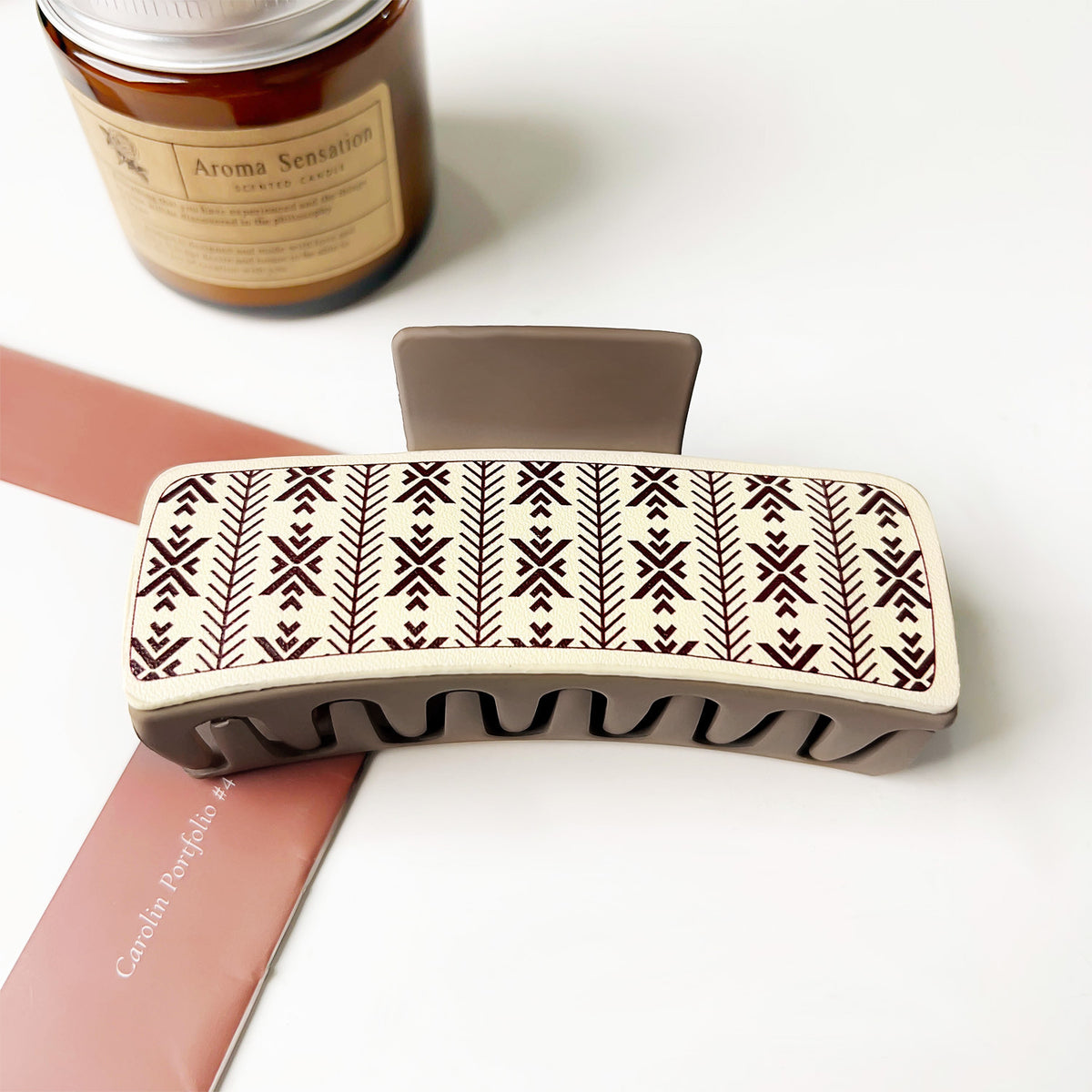 Western Denim Style Leather Hair Barrettes with Retro Printed Designs