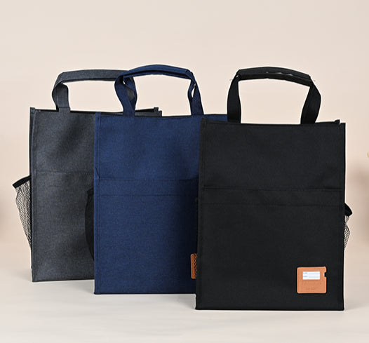 Gray Portable Document Bag with Foam Cloth - Vertical File Organizer
