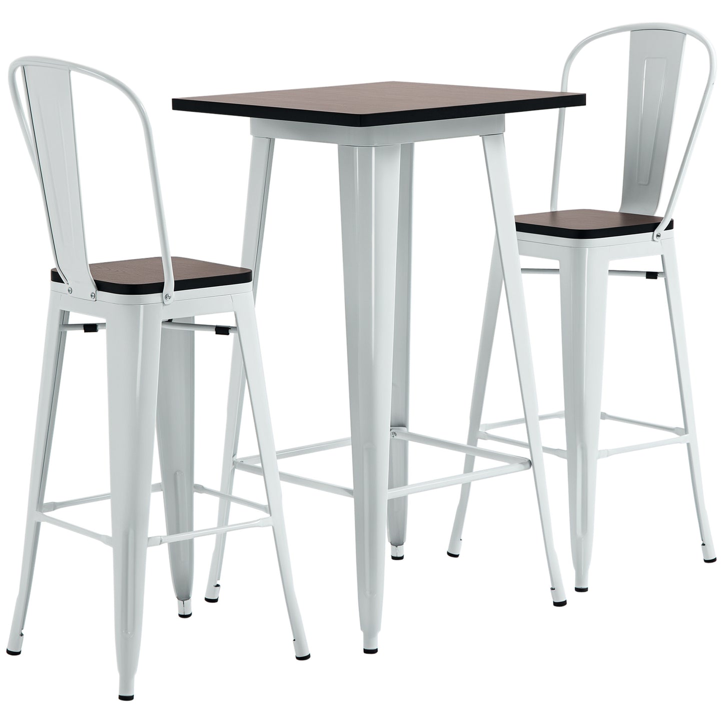 3 Piece Industrial Dining Table Set, Bar Height and Chairs Set with