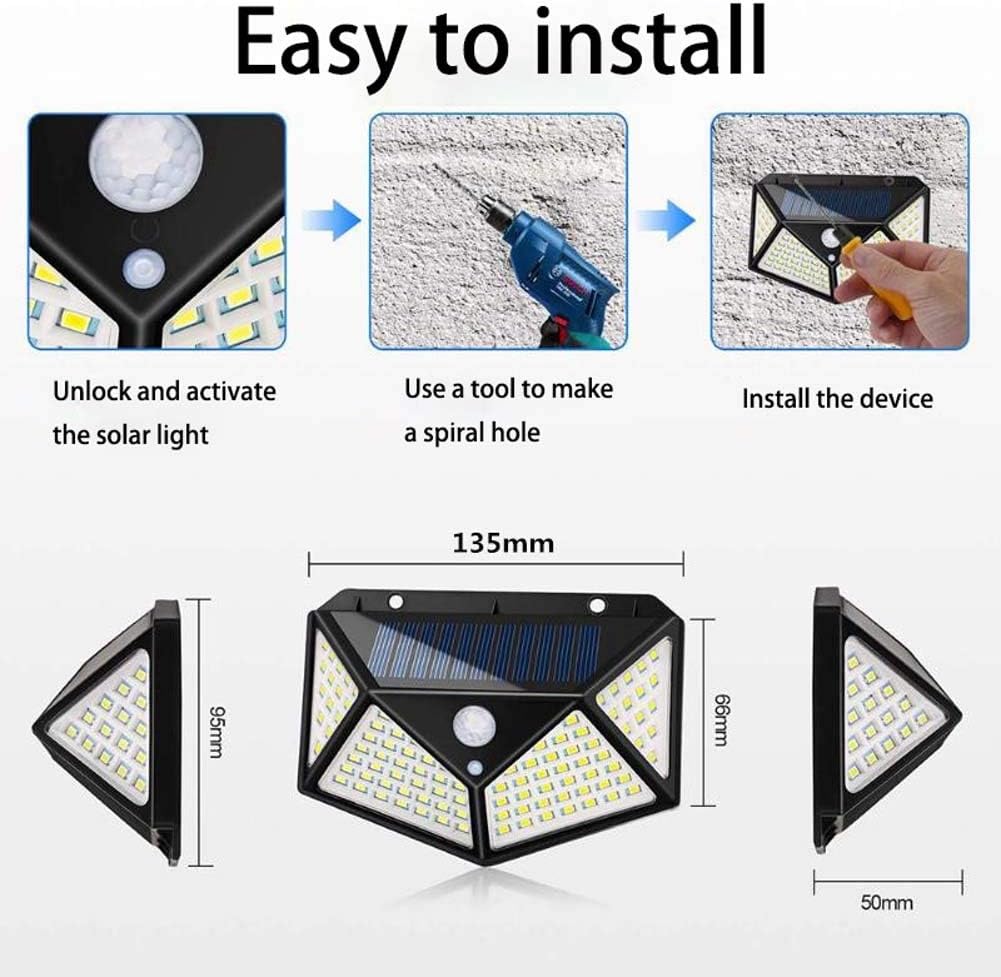 Outdoor Solar Motion Sensor Wall Lights 2-Pack Waterproof Security Lamps