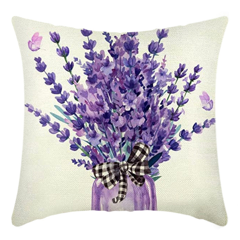 Summer Chrysanthemum Pillow Cover Green Plant Flower Linen 45x45cm Nordic Style