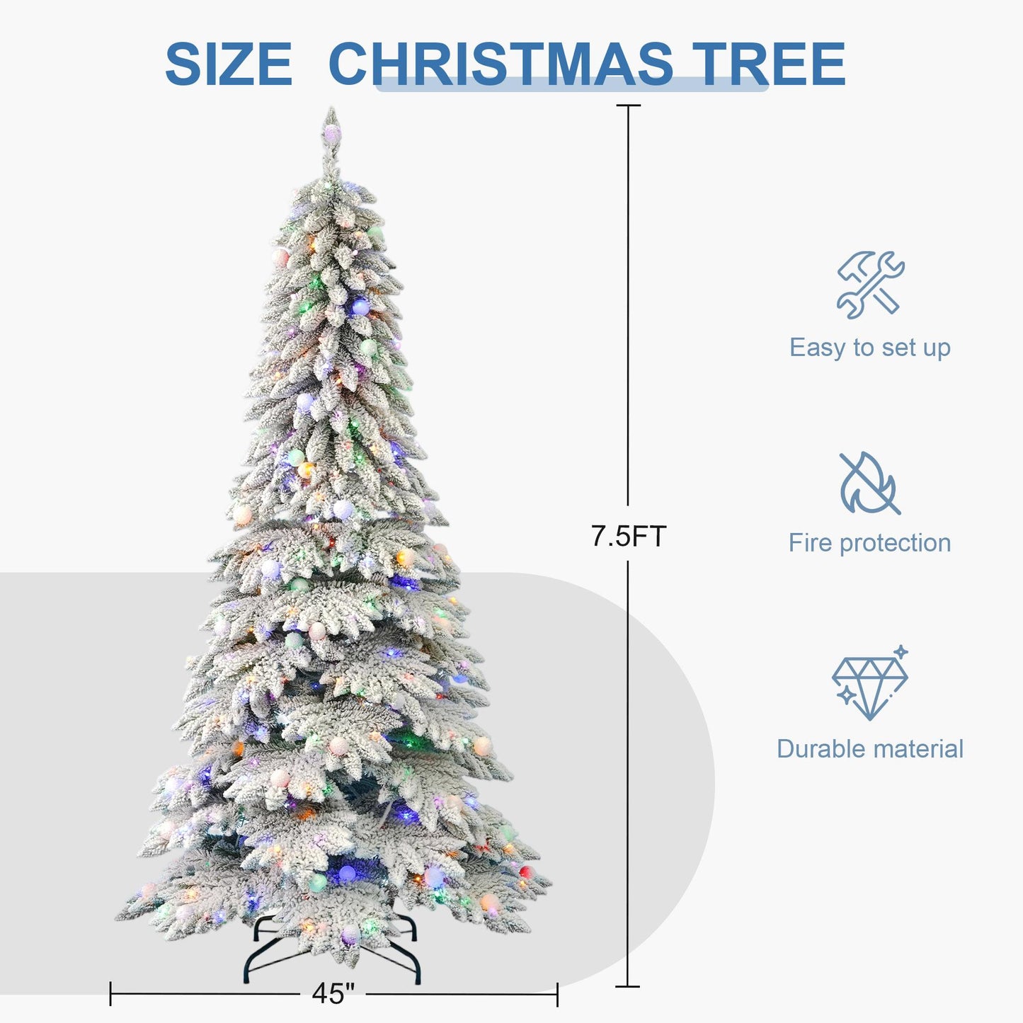 Pre-Lit Snow-Flocked Christmas Tree for Festive Home Decoration