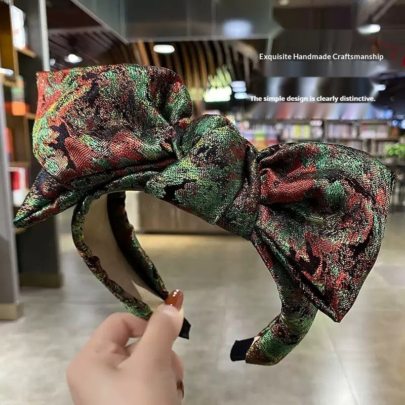 Retro Bow Headband – Jacquard Embroidered Hair Accessory