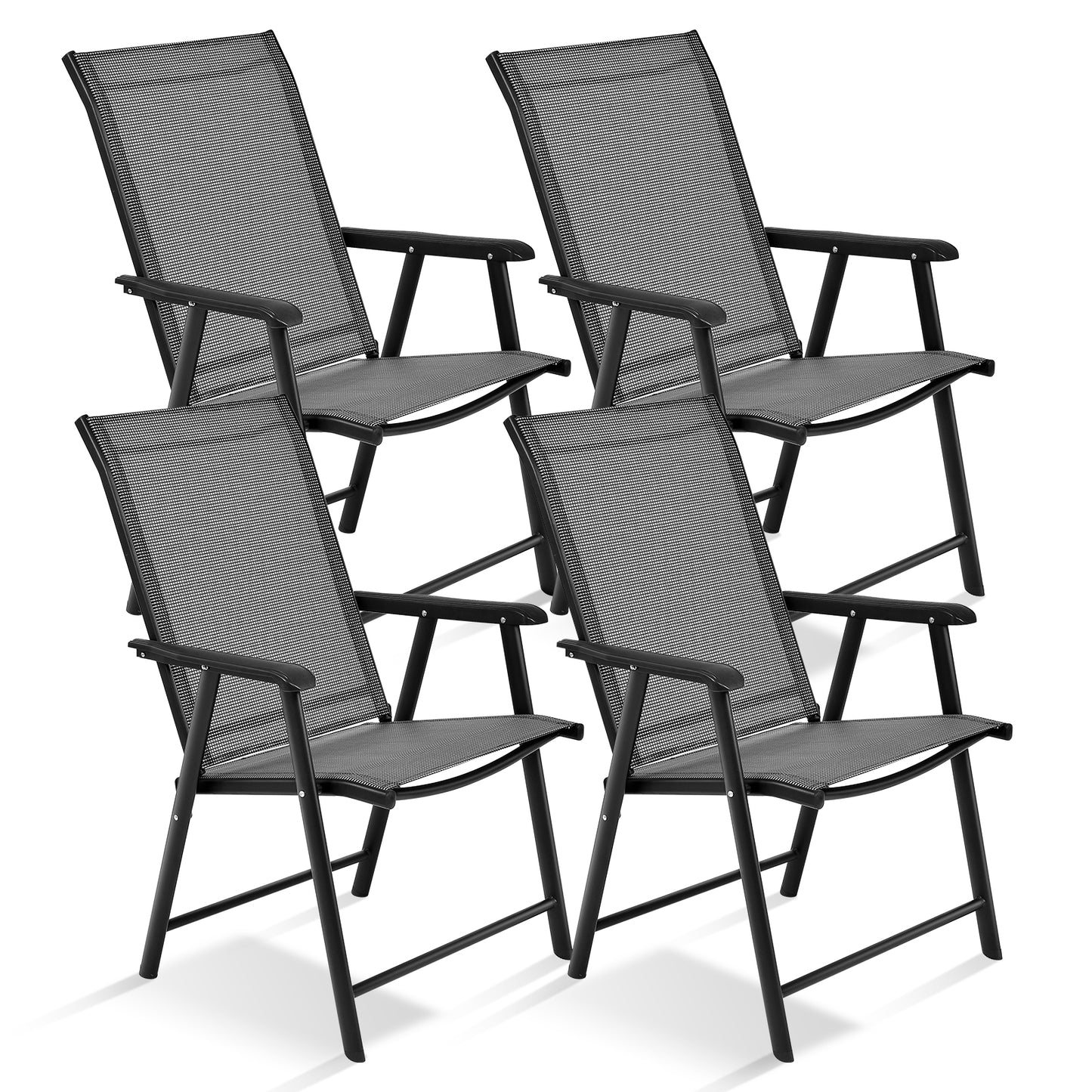 4-Pack Portable Folding Chairs for Outdoor Camping - Gray