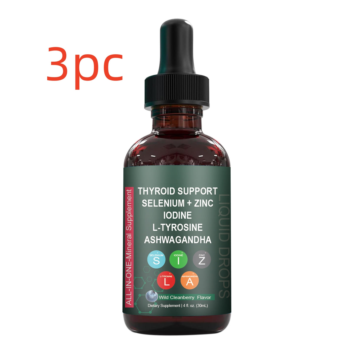 Thyroid Support Liquid Drops with Selenium, Zinc & Iodine, 30ml