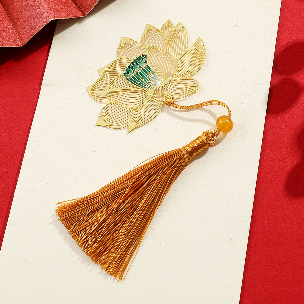 Metal Leaf Vein Bookmark - Classical Art Style, Four Seasons Plant Design
