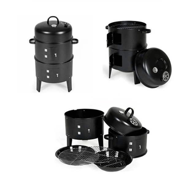 Outdoor Double-Layer Charcoal Braising and Smoking Grill