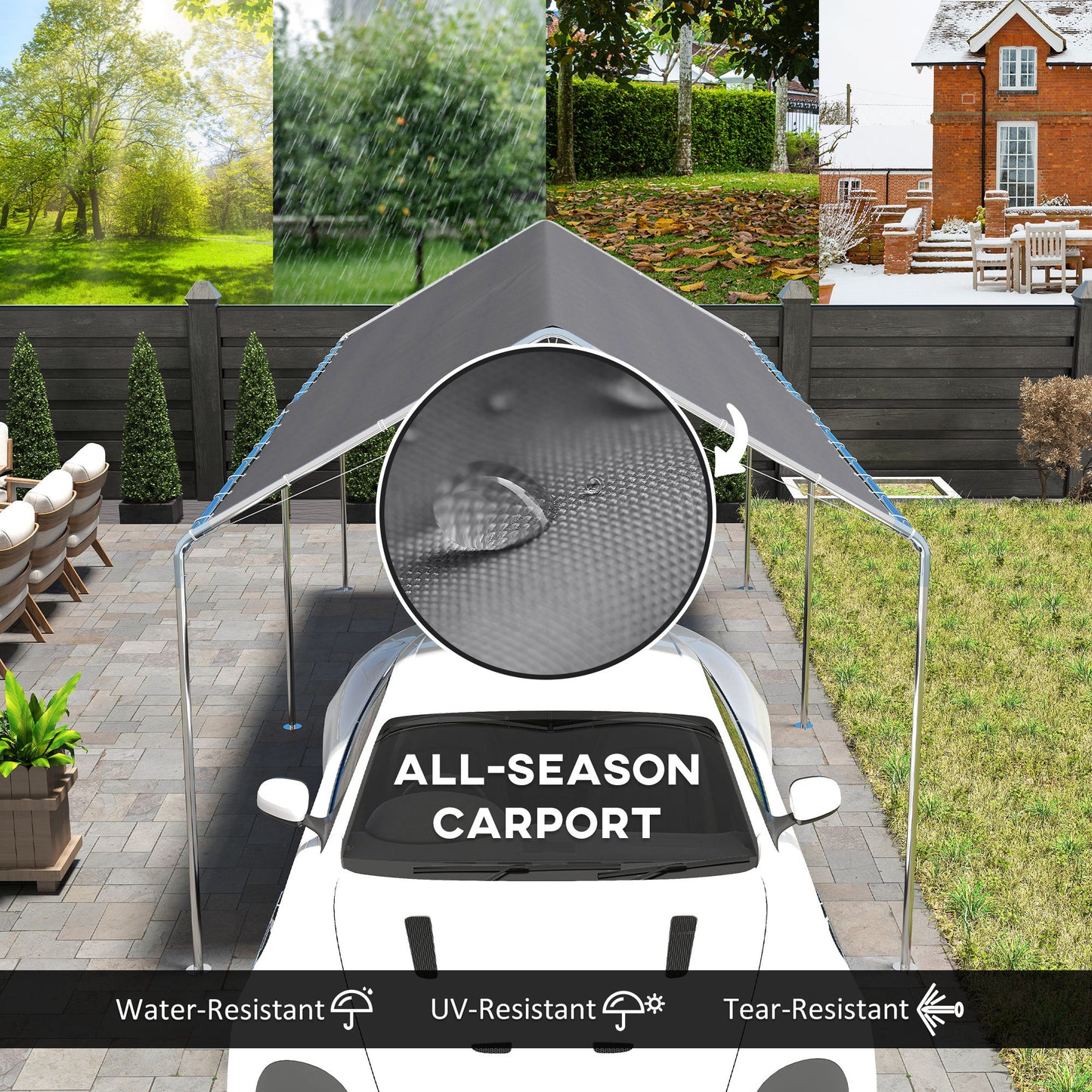 Heavy Duty Carport Canopy 9.6' x 19.5' with Anchor Kit and Cables