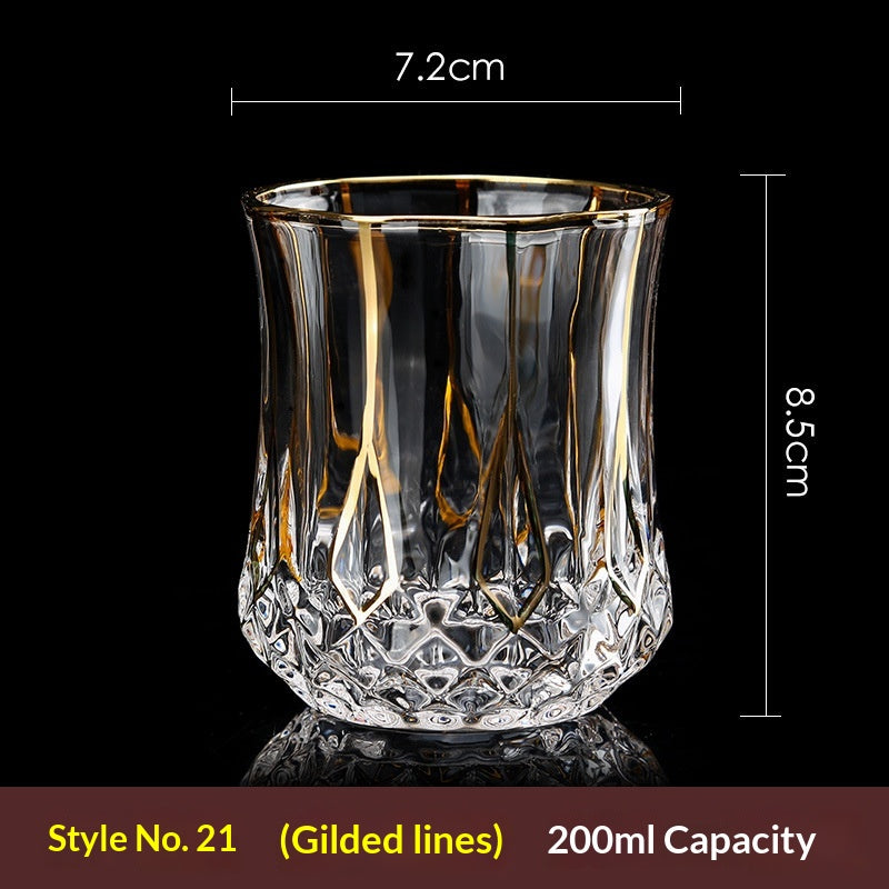 Large Gold-Trimmed Gin Crystal Glass - Vintage Drinkware for Bar & Kitchen