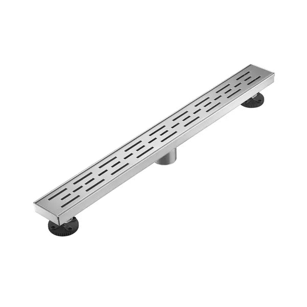 28 Inch Stainless Steel Shower Floor Drain with Removable Brick Pattern Grate and Hair Strainer