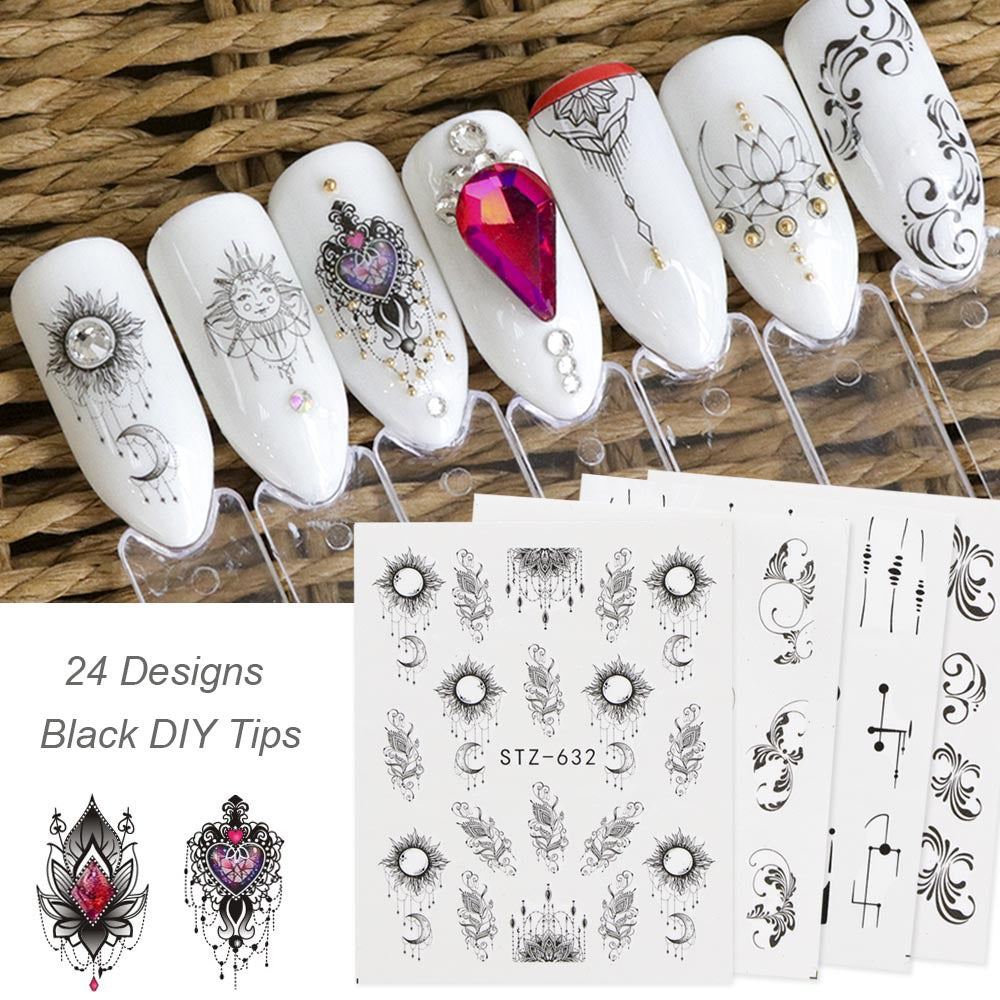 Colorful Butterfly Fruit Lace Nail Watermark Stickers - Assorted Designs