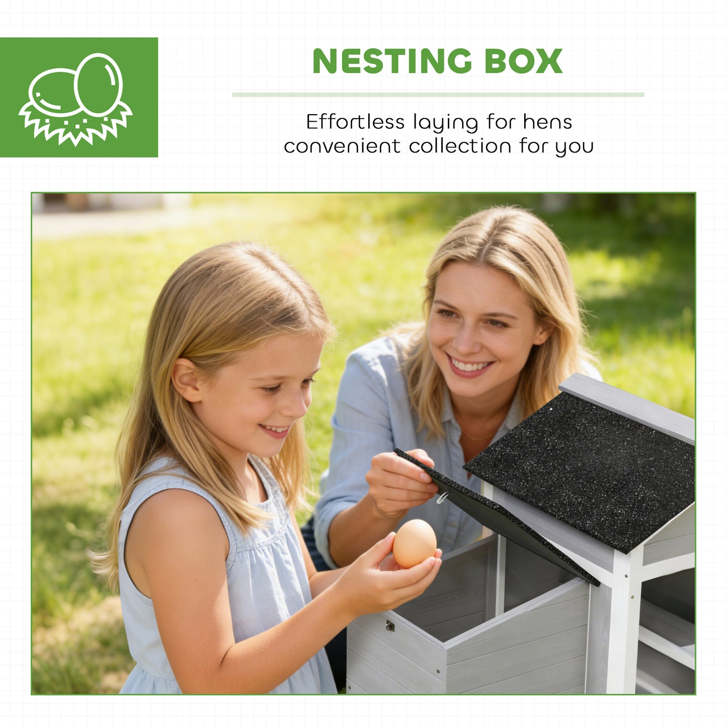 Outdoor Wooden Chicken Coop with Nesting Box and Pull-Out Tray - Weather-Resistant, 36x25x27 Inches