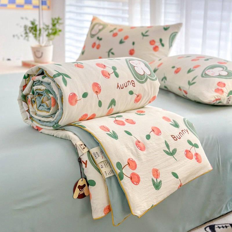 Summer Quilt with Soybean Fiber and Cotton Washable Bedding Set