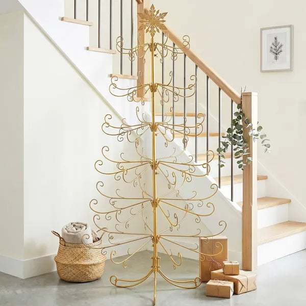 6ft Gold Iron Christmas Tree with Snowflake Topper - PVC