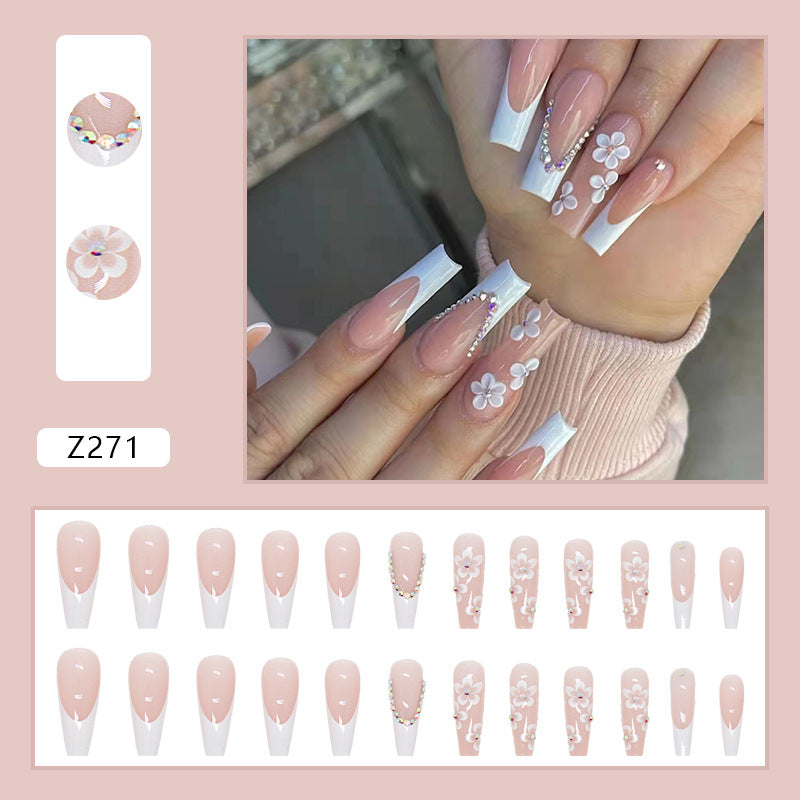 Medium & Long Ladies Manicure Patches with Nail Decorations and Glue Set