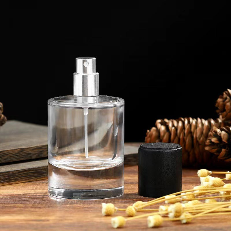50ml Glass Perfume Bottle with Spray Pump and Black Beech Cap - Set of 3