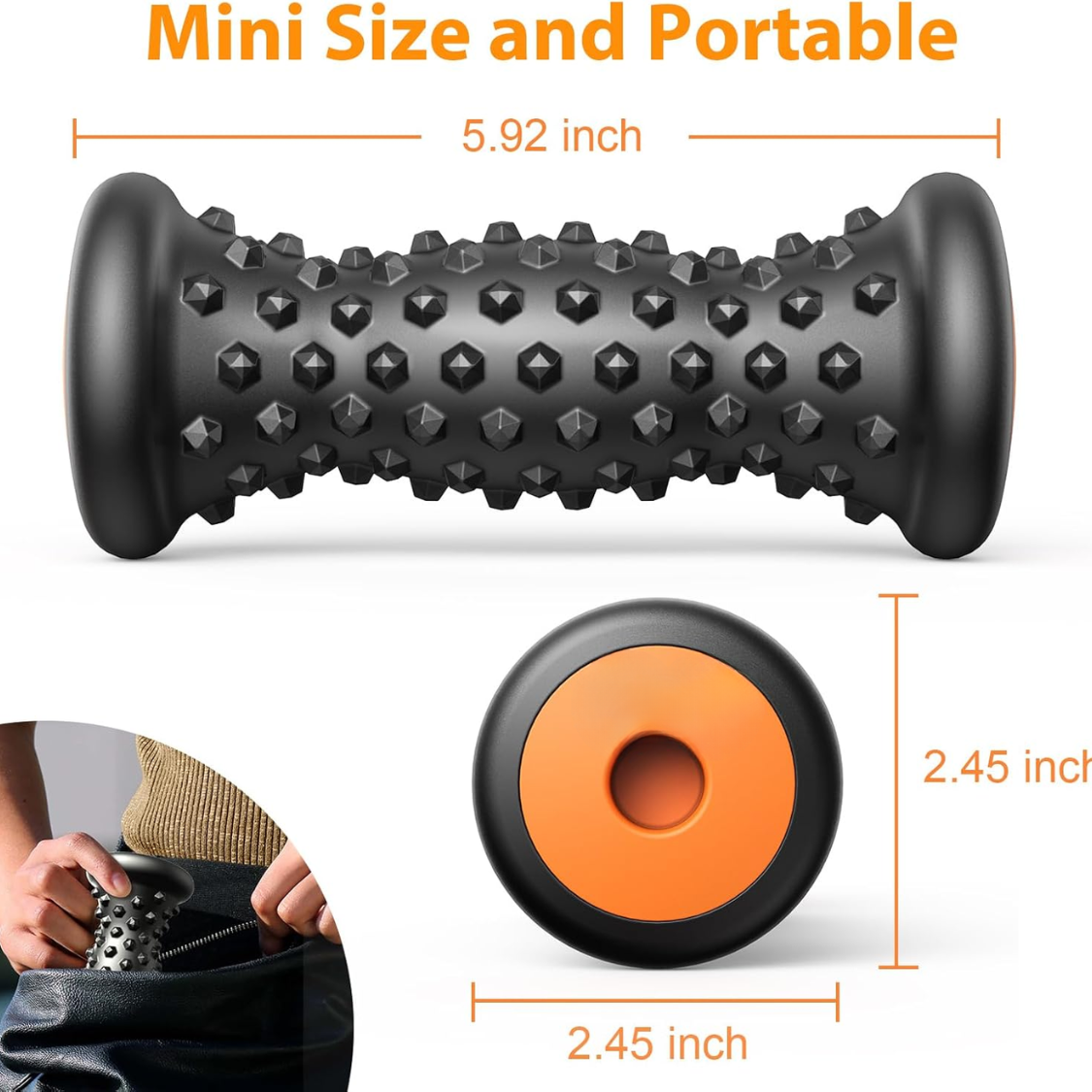 Foot Massager Roller for Plantar Fasciitis Relief - Black
