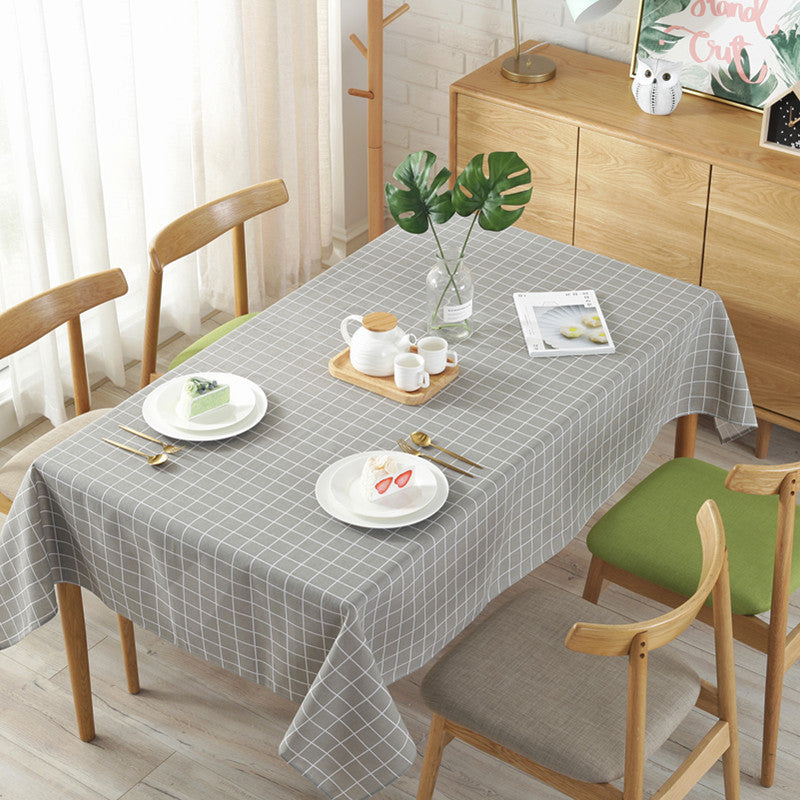 Checkered Tablecloth - Gray, Black & White Modern Rectangular Cover, Multiple Sizes