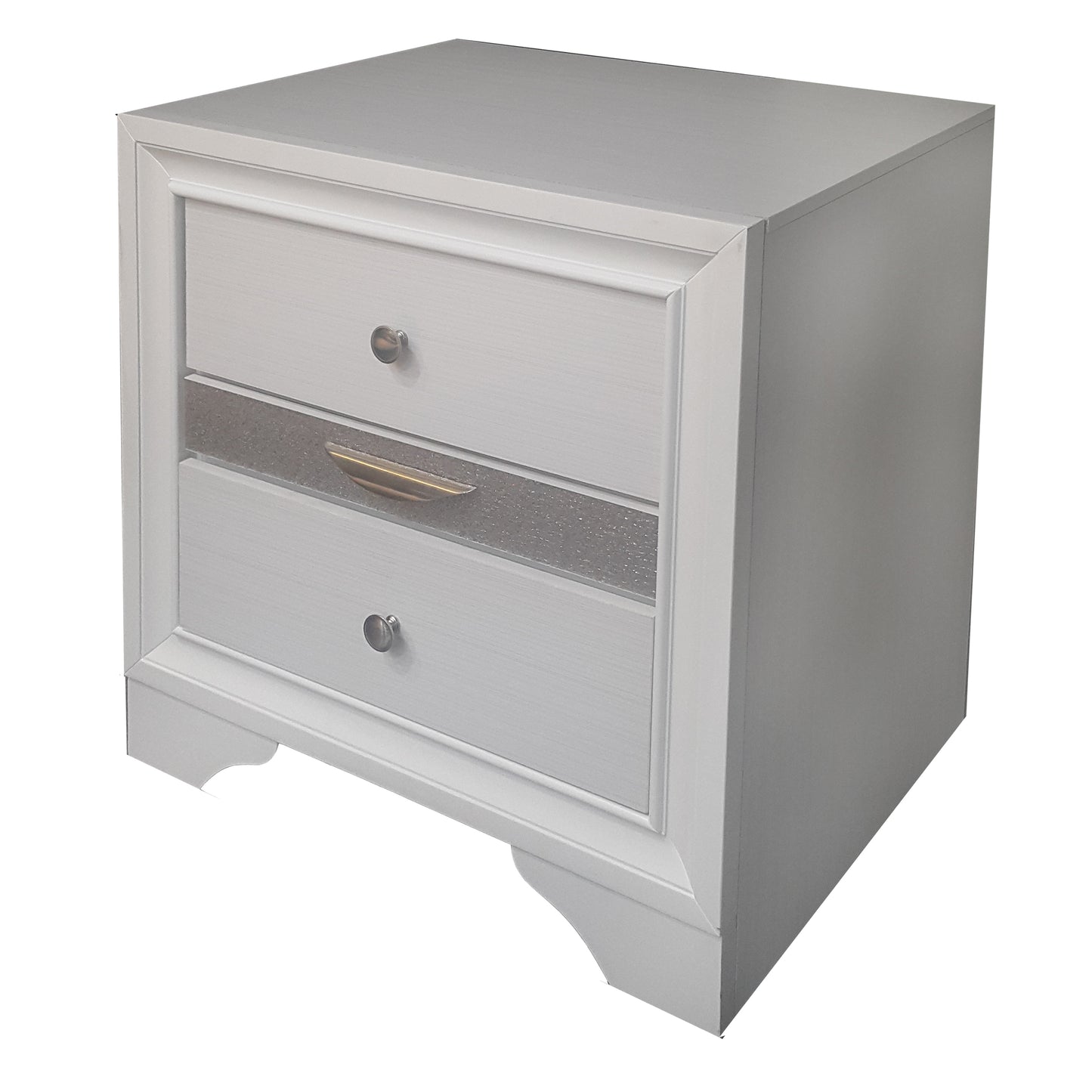 Naima White Finish Nightstand with Storage Drawers