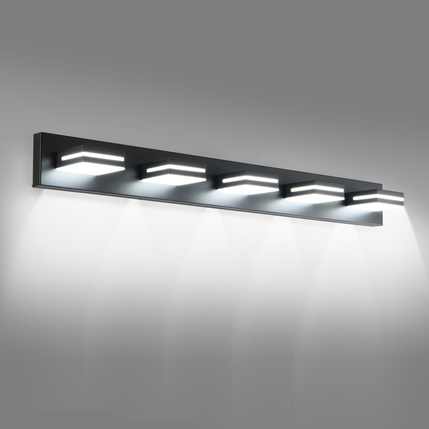 Modern Black LED Vanity Light - 5-Light Wall Sconce for Bathroom