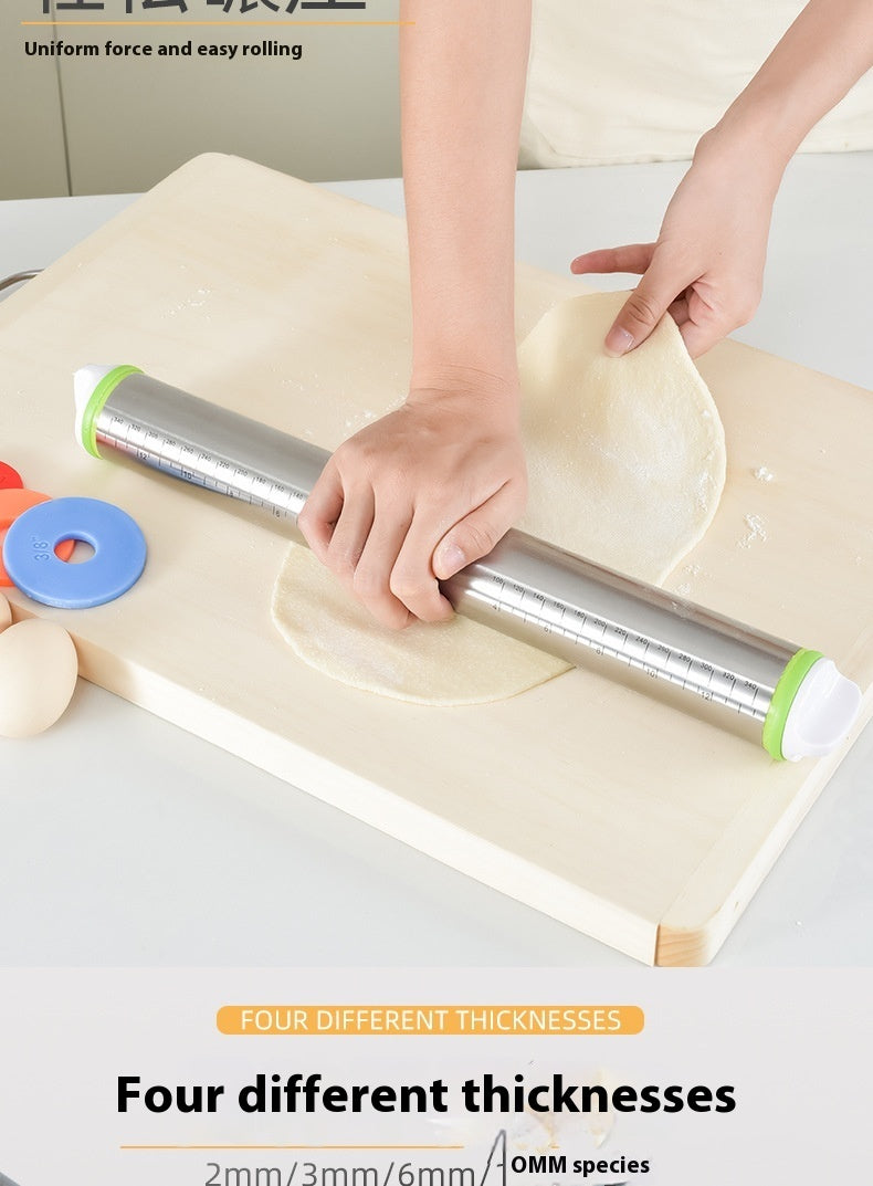 Stainless Steel Adjustable Thickness Rolling Pin for Kitchen Baking