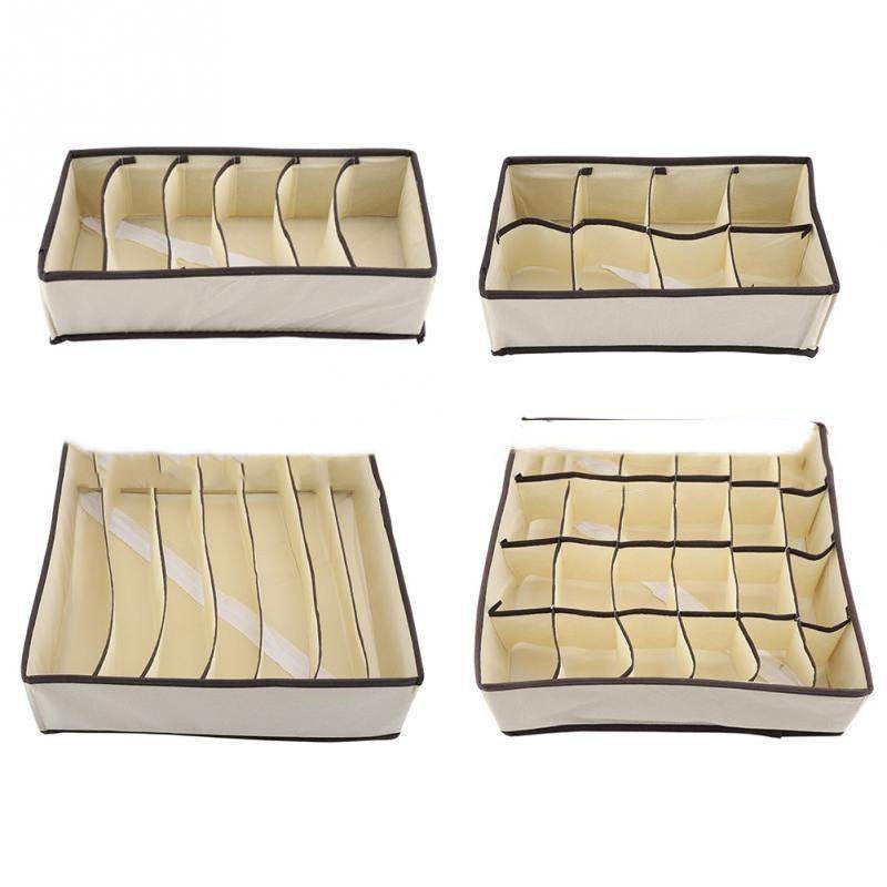 4-Piece Underwear Storage Box Set - Foldable Drawer Organizer for Closet