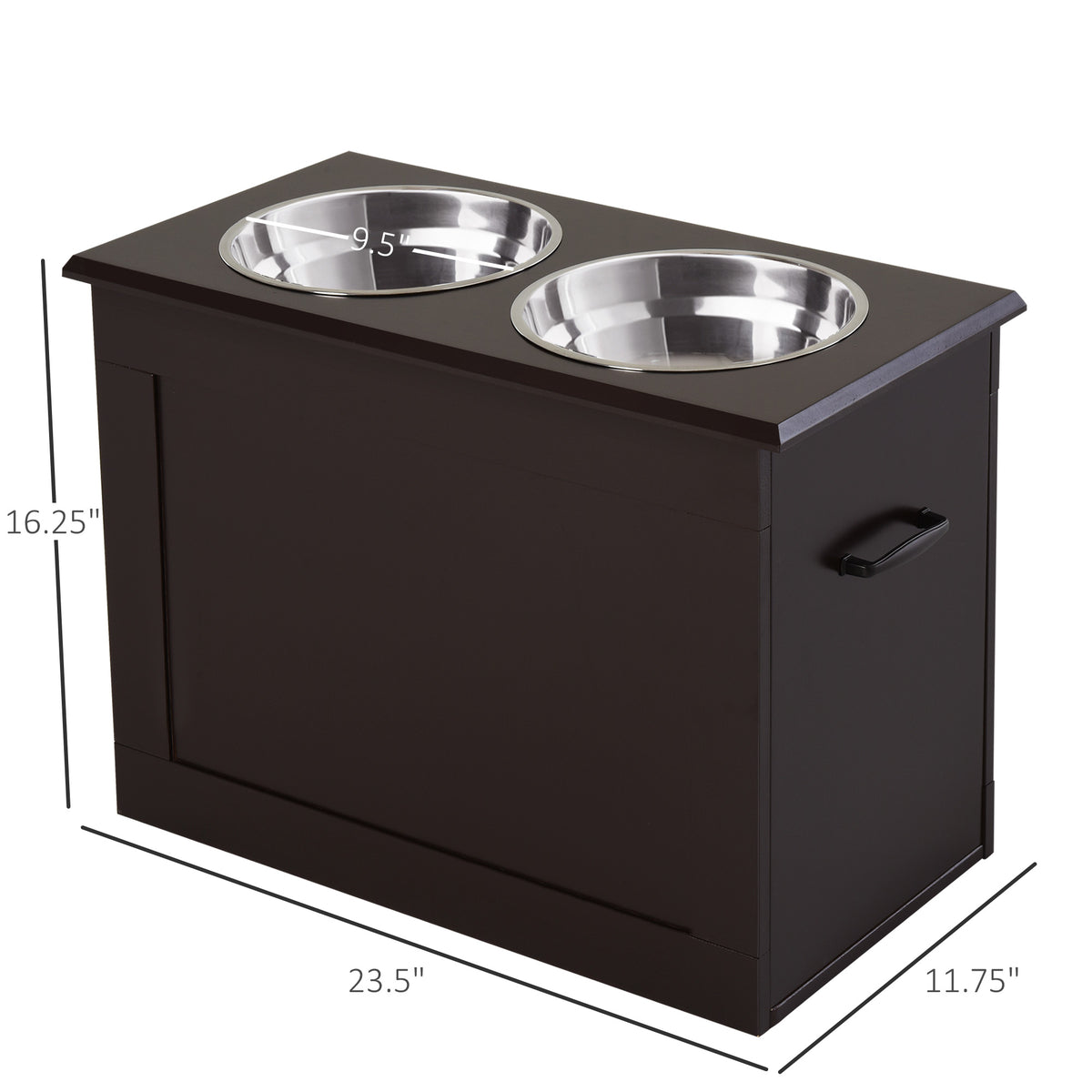 Elevated Pet Feeder Station with 2 Stainless Steel Bowls for Large Dogs - Coffee