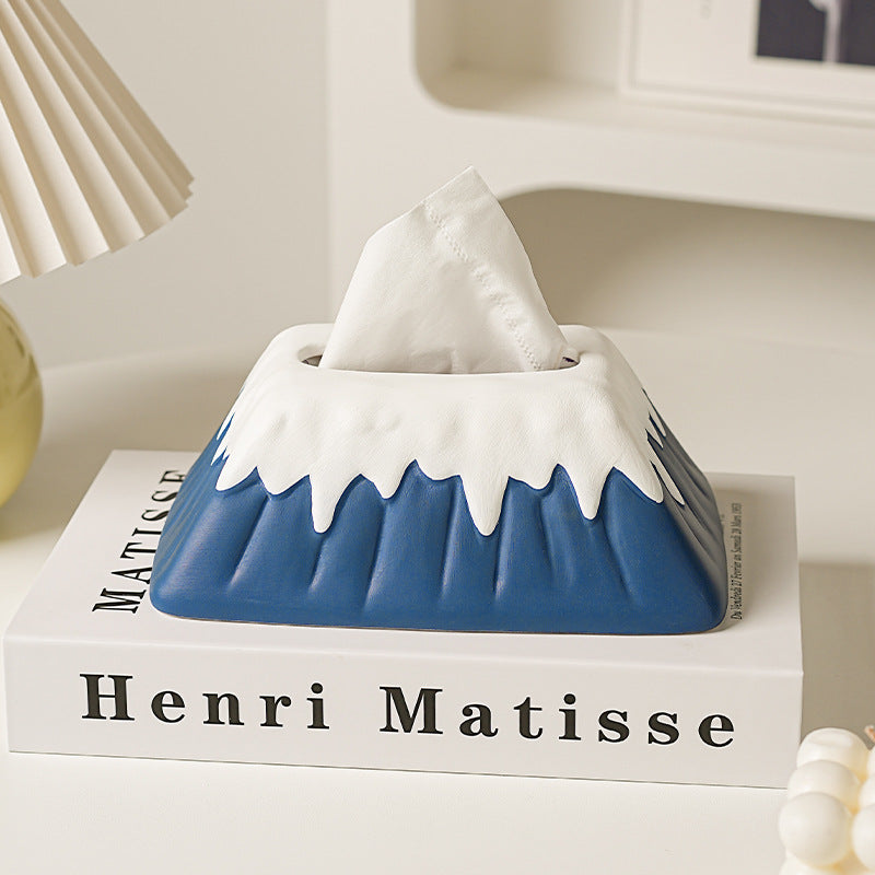 Ceramic Snow Mountain Tissue Box - Modern Minimalist Home Decor