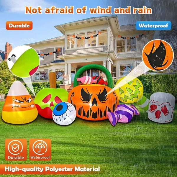 10 FT Inflatable Halloween Pumpkin and Ghost Decoration with LED