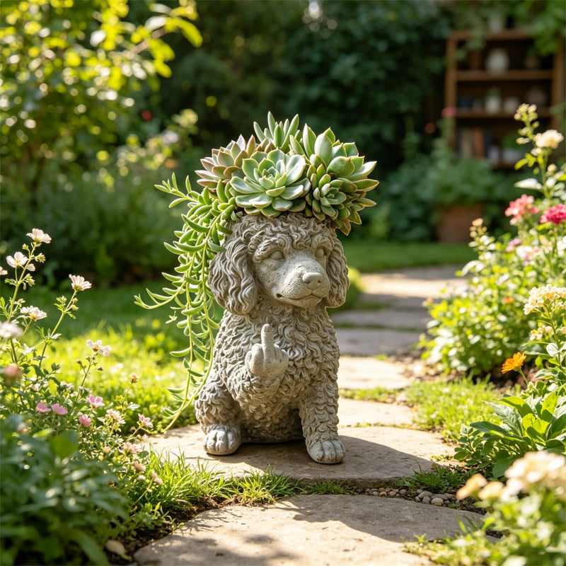 Animal Flower Pot Decorations with Cat and Dog Styles - Resin Garden Planters