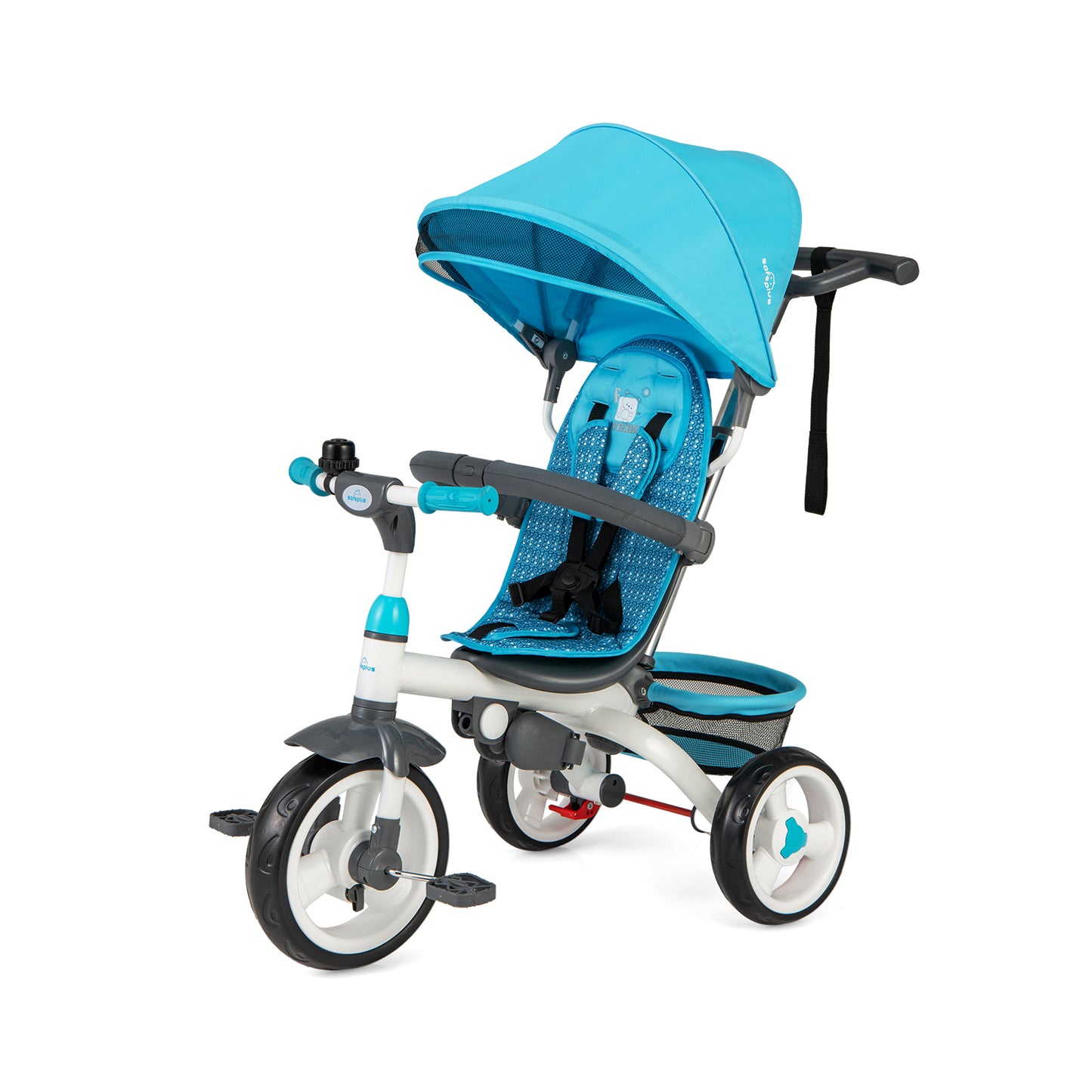 5-in-1 Detachable Baby Stroller Tricycle with Canopy - Blue