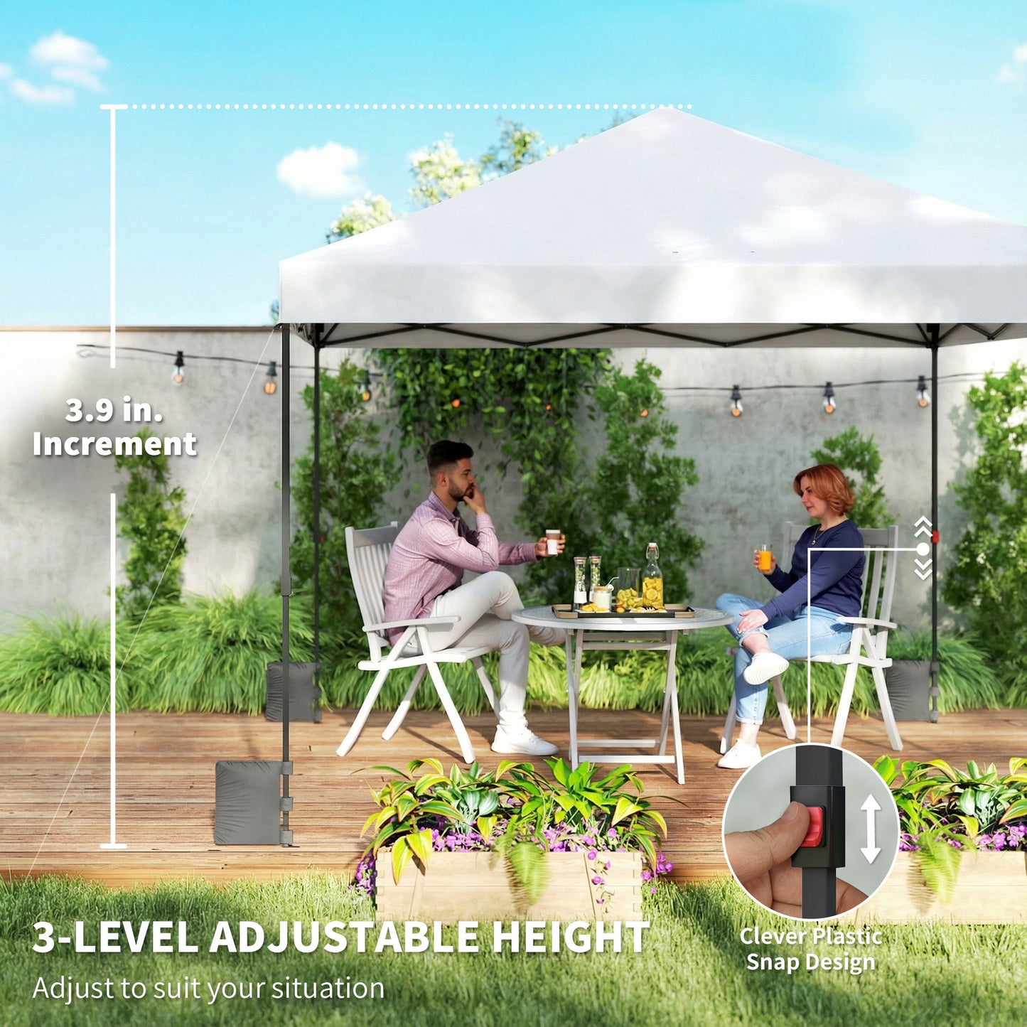 10x10 ft Pop Up Canopy Tent with Instant Setup - White