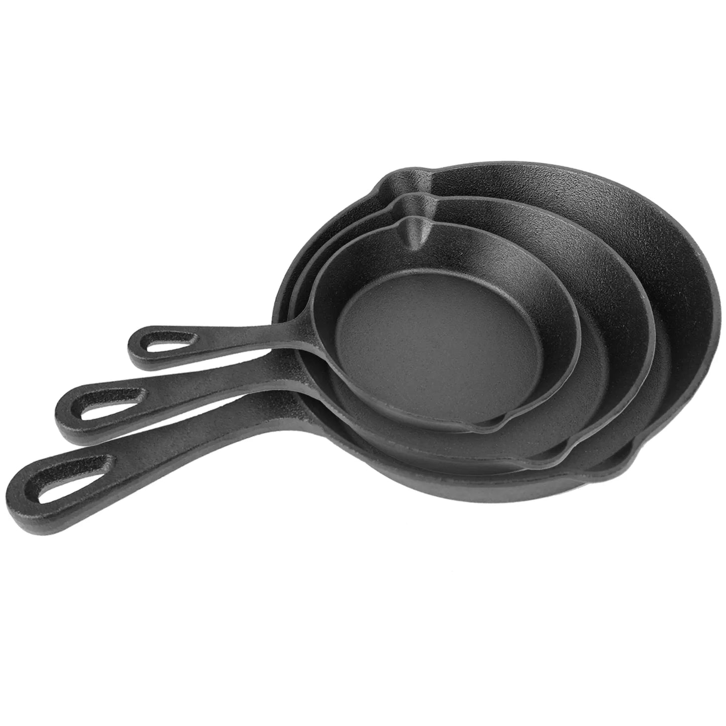 Cast Iron Skillet Set - 3 Pre-Seasoned Non-Stick Pans, 6-10 inch
