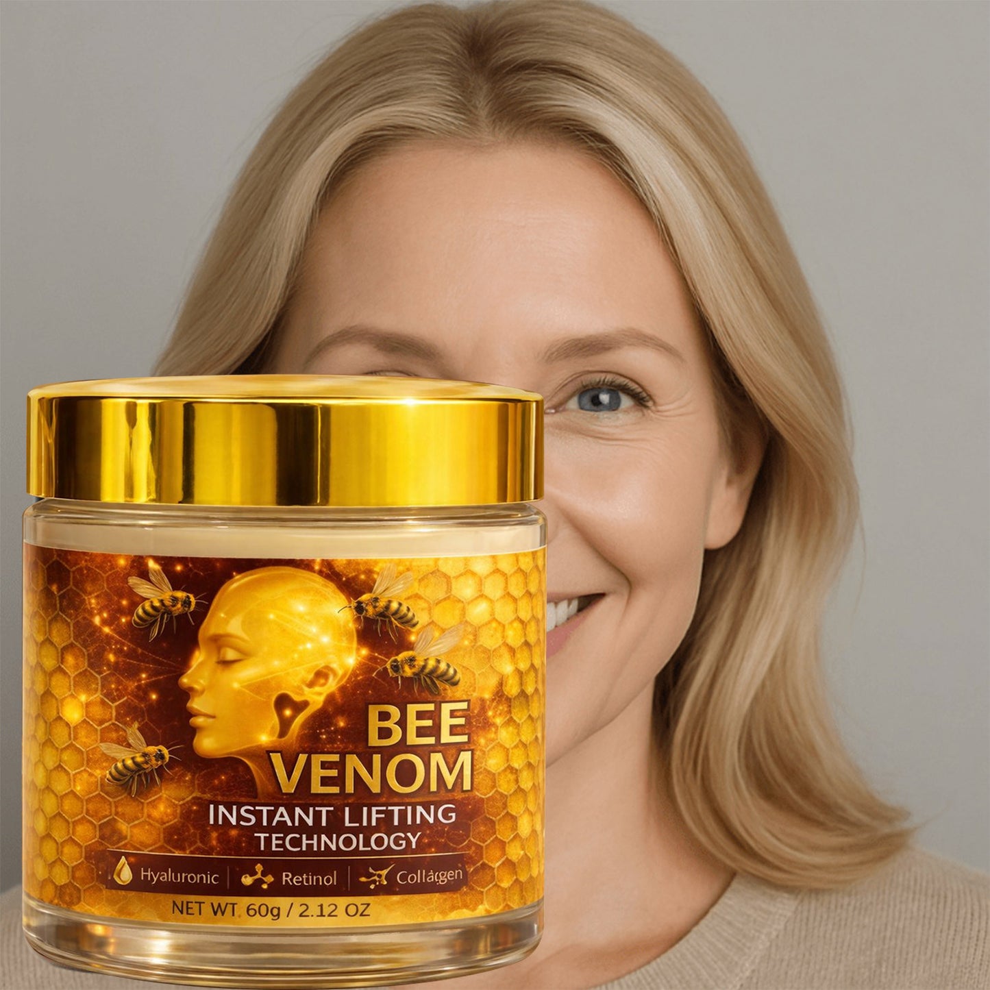 Collagen Hyaluronic Acid Turmeric Retinol Face Cream - Unisex Skin Care, 60g